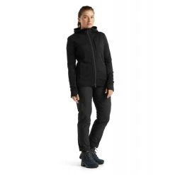 Vente flash ???? Icebreaker Quantum III LS Zip Hood - Polaire en laine mérinos femme I Hardloop ???? -Icebreaker Shop icebreaker quantum iii ls zip hood polaire femme black 2