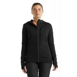 Vente flash ???? Icebreaker Quantum III LS Zip Hood - Polaire en laine mérinos femme I Hardloop ????