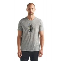 Promo ✨ Icebreaker Tech Lite Short Sleeve Crewe Otter Paddle - T-shirt en laine mérinos homme I Hardloop ????